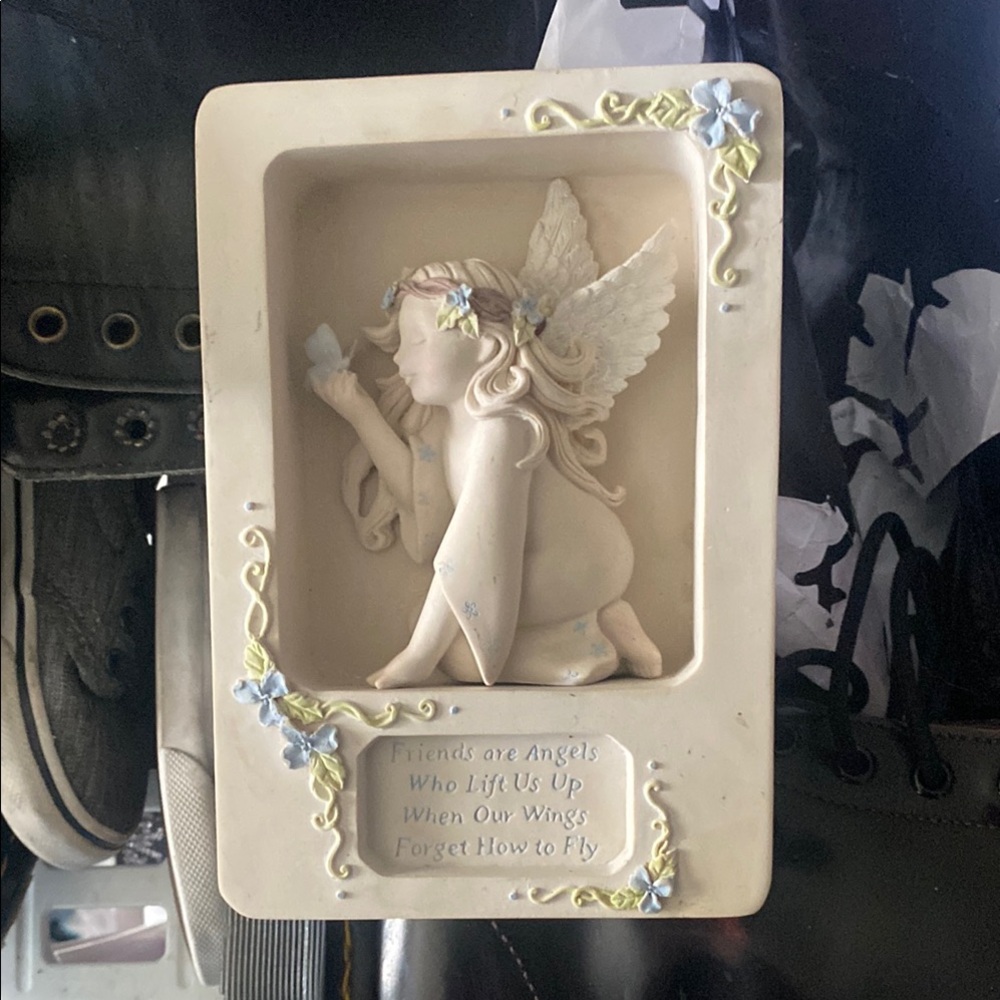 Friendship Angel Wall Plaque with Floral Accents